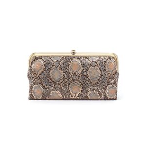 HOBO Lauren Leather Clutch For Women - Clasp Closure, Three Card Slots, Zip Pocket, and ID Holder Bag Metal Snake One Size One Size