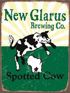 zmkdll new glarus spotted cow beer small tin sign home decoration retro vintage mural dimensions 20×30 cm, 8x12 in