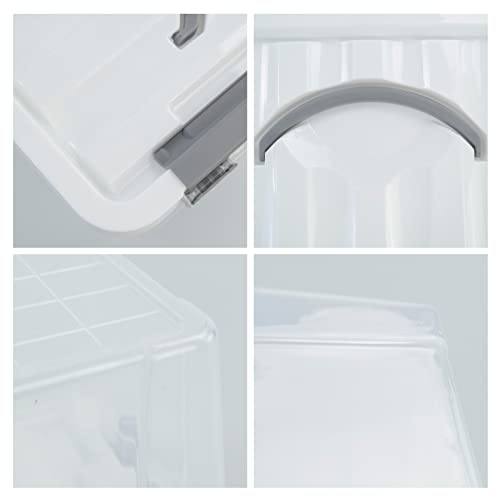 Ramddy Clear Plastic Bins with Lid, 5 Liter Latching Box with Handles, 6 Packs