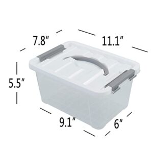 Ramddy Clear Plastic Bins with Lid, 5 Liter Latching Box with Handles, 6 Packs