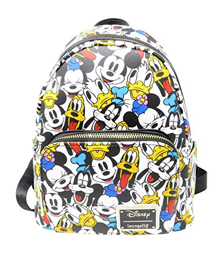 Loungefly Disney The Fab 5 Mickey Minnie Allover Print Double Strap Shoulder Bag Purse