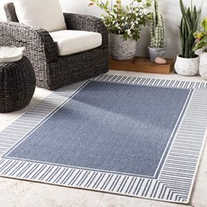 artistic weavers hampshire solid border outdoor area rug,8’10” square,denim