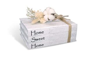 pmpx decorative white books, secret memory box, 2 hardcover blank journals guest book or diary home sweet home rustic farmhouse décor stacked books for wedding, entry way table, living room tables