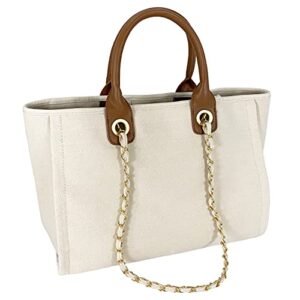 hidora women canvas handbag purses large capacity shoulder bag for ladies daily tote bag（beige）