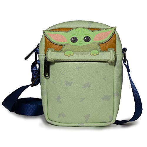 Star Wars Bag, Cross Body, The Mandalorian, The Child, Baby Yoda Peeking, Vegan Leather 8.0" x 6.5"