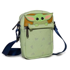 Star Wars Bag, Cross Body, The Mandalorian, The Child, Baby Yoda Peeking, Vegan Leather 8.0" x 6.5"