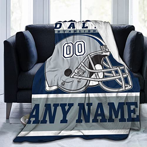 Cybepnk Custom Football Throw Blanket Personalized Decorative Print Couch Bed Tapestry for Memorial Football Team Gift Select Any Name & Any Number d.c,50inchx40inch60inchX50inch80inchX60inch(10388)