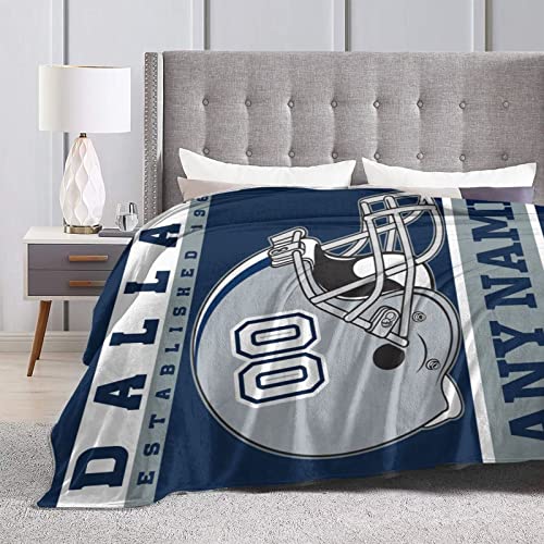 Cybepnk Custom Football Throw Blanket Personalized Decorative Print Couch Bed Tapestry for Memorial Football Team Gift Select Any Name & Any Number d.c,50inchx40inch60inchX50inch80inchX60inch(10388)