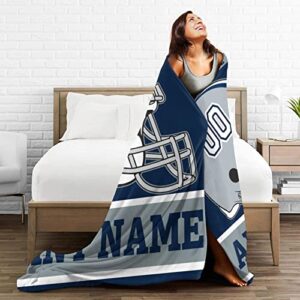 Cybepnk Custom Football Throw Blanket Personalized Decorative Print Couch Bed Tapestry for Memorial Football Team Gift Select Any Name & Any Number d.c,50inchx40inch60inchX50inch80inchX60inch(10388)