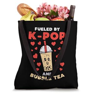 Fueled By K-Pop Bubble Tea Cute Korean Women Girls Teen Gift Tote Bag