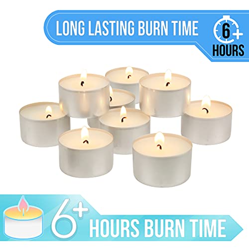 Stonebriar 50 Pack Unscented Tea Light Candles with 6-7 Hour Extended Burn Time