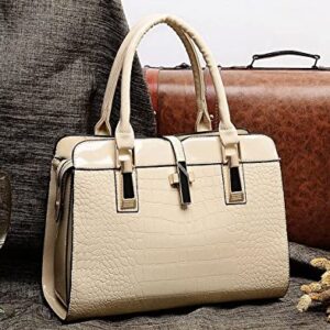 Vegan Material Handbags Cross-body Bag Shoulder Bag Vintage Medium Crocodile White