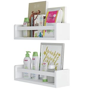 Wallniture Madrid Book Shelves for Kids Room Decor and Nursery, 17" Floating Shelves for Wall, White Bookshelf Set of 2
