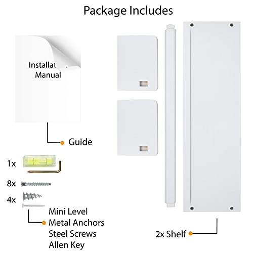 Wallniture Madrid Book Shelves for Kids Room Decor and Nursery, 17" Floating Shelves for Wall, White Bookshelf Set of 2