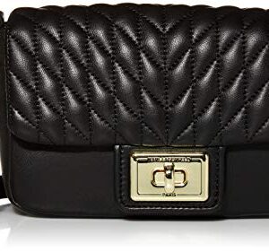 Karl Lagerfeld Paris womens Agyness Quilted Flap Crossbody, Blk/Gold, One Size US