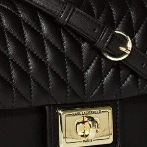 Karl Lagerfeld Paris womens Agyness Quilted Flap Crossbody, Blk/Gold, One Size US