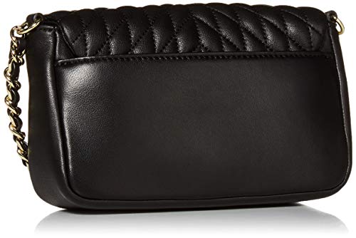 Karl Lagerfeld Paris womens Agyness Quilted Flap Crossbody, Blk/Gold, One Size US