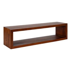 kate and laurel holt modern floating wood wall shelf, 30 x 8, walnut brown, chic rectangular floating wood console for wall
