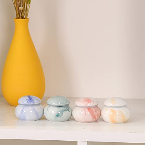 youdear memorials Marble Style Small Urns for Human Ashes - 1.6'' Handicrafted Urns - Beautiful Tiny Keepsake Urns - Mini Urns Made of Ceramic - Hold 1.2 Cubic Inches of Ashes (Set of 4)