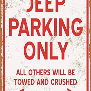 Dafony Jeep Parking Only Wall Metal Poster Retro Plaque Warning Tin Sign Vintage Iron Painting Decoration Funny Hanging Crafts for Office Bedroom Living Room Club