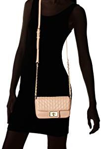 Karl Lagerfeld Paris womens Agyness Quilted Flap Crossbody, Almond, One Size US