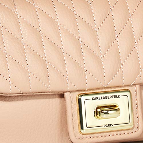 Karl Lagerfeld Paris womens Agyness Quilted Flap Crossbody, Almond, One Size US