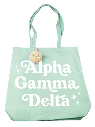 Sorority Shop Alpha Gamma Delta Retro Pom Pom Tote Bag