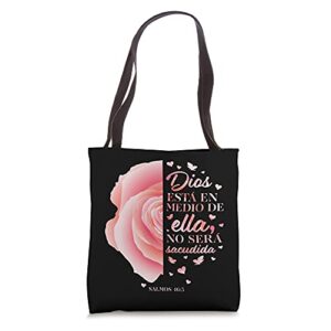 salmos 46:5 dios esta en medio de ella spanish gifts women tote bag