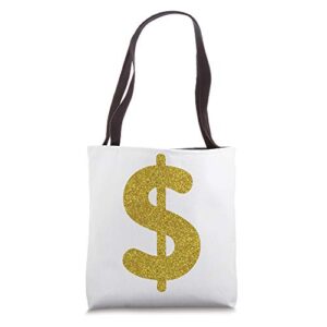 usd dollar money, golden wealth cash currency retro symbol tote bag