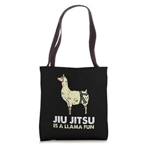 jiu jitsu llama fun black belt funny bjj animal lover gift tote bag