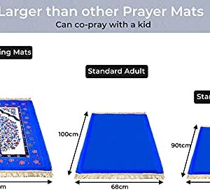 Luxury Velvet Prayer mat Islam Prayer Rug for Women Men Kids mats Muslim Blue Purple Islamic Rug Ramadan Gift eid salat janamaz sajjadah with Beads and Compass, 27.3x43 inch