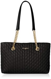 karl lagerfeld paris womens karolina chain tote bag, blk/gold, one size us