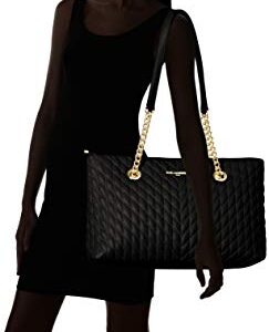 Karl Lagerfeld Paris womens Karolina Chain Tote Bag, Blk/Gold, One Size US