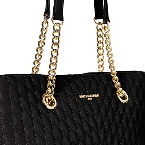 Karl Lagerfeld Paris womens Karolina Chain Tote Bag, Blk/Gold, One Size US