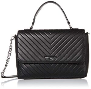 karl lagerfeld paris womens charlotte top handle satchel bag, black/silver, one size us