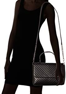 Karl Lagerfeld Paris womens Charlotte Top Handle Satchel Bag, Black/Silver, One Size US