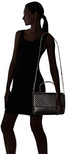 Karl Lagerfeld Paris womens Charlotte Top Handle Satchel Bag, Black/Silver, One Size US