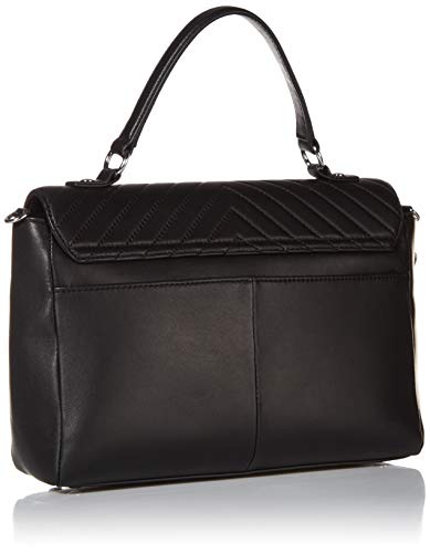 Karl Lagerfeld Paris womens Charlotte Top Handle Satchel Bag, Black/Silver, One Size US