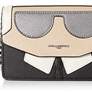 Karl Lagerfeld Paris womens Maybelle Flap Crossbody Cross Body, Wht/Black, One Size US