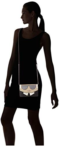 Karl Lagerfeld Paris womens Maybelle Flap Crossbody Cross Body, Wht/Black, One Size US