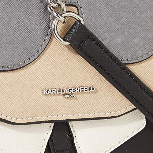 Karl Lagerfeld Paris womens Maybelle Flap Crossbody Cross Body, Wht/Black, One Size US