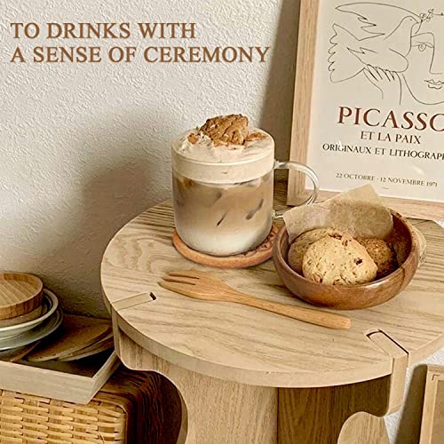 Coomin Cork Coasters, Extra Thick Cork Coasters with Holder, 8 Pcs Farmhouse Coasters for Coffee Table, Wooden Table, Heat-Resistant Coasters for Drinks