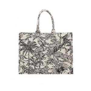 fashion luxury tote bag cotton linen one shoulder handbag large capacity jacquard embroidery retro exquisite graffiti(l)