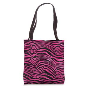black and hot pink tiger print pattern glam diva chic bold tote bag
