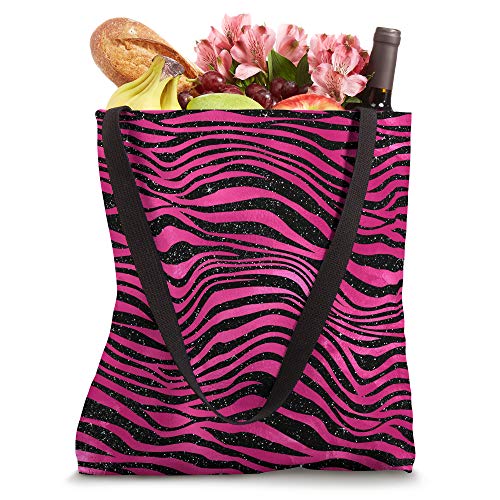 Black and Hot Pink Tiger Print Pattern Glam Diva Chic Bold Tote Bag