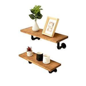 coral flower reclaimed wood shelves with black industrial pipe brackets,set of 2, weathered grey