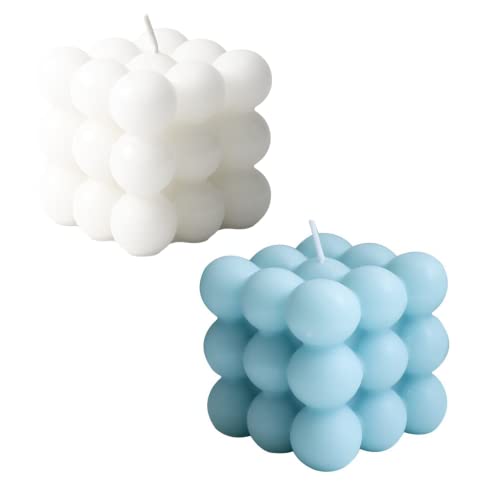 2 Pieces Bubble Candle - Cube Soy Wax Candles,Hand Poured Scented Candle Home Decor Candle Sculptural Handmade Cube Scented Candle for Bedroom Bathroom Decorations