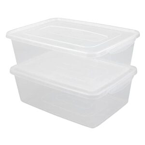 Begale 2-Pack 16 L Plastic Storage Boxes, Clear Storage Bins