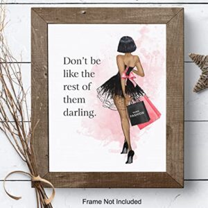 Inspirational Quote Wall Art - Couture Gift for African American Black Women - Glam Wall Decor - Luxury Fashion Design Room or Home Decoration - Positive Motivational Quote - Teens Bedroom