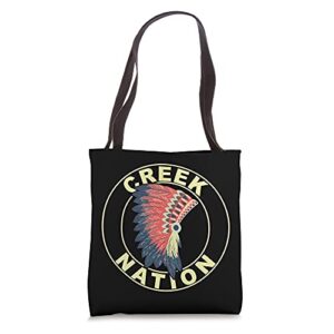 creek nation proud native american headdress creek tribe tote bag